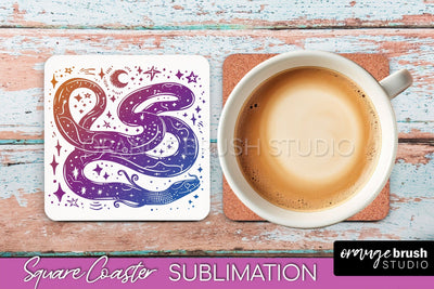 Boho Mystical Square Coaster PNG - Celestial Sublimation Sublimation OrangeBrushStudio 