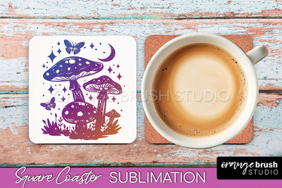 Boho Mystical Square Coaster PNG - Celestial Sublimation Sublimation OrangeBrushStudio 