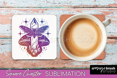 Boho Mystical Square Coaster PNG - Celestial Sublimation Sublimation OrangeBrushStudio 