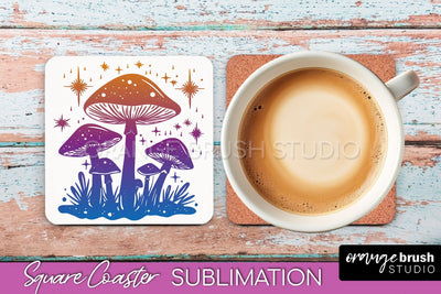 Boho Mystical Square Coaster PNG - Celestial Sublimation Sublimation OrangeBrushStudio 