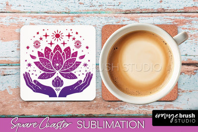 Boho Mystical Square Coaster PNG - Celestial Sublimation Sublimation OrangeBrushStudio 