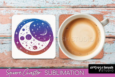 Boho Mystical Square Coaster PNG - Celestial Sublimation Sublimation OrangeBrushStudio 