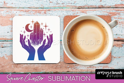 Boho Mystical Square Coaster PNG - Celestial Sublimation Sublimation OrangeBrushStudio 