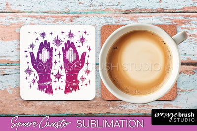 Boho Mystical Square Coaster PNG - Celestial Sublimation Sublimation OrangeBrushStudio 