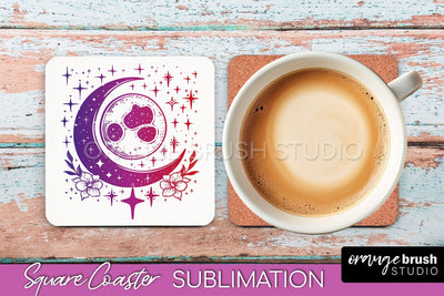 Boho Mystical Square Coaster PNG - Celestial Sublimation Sublimation OrangeBrushStudio 