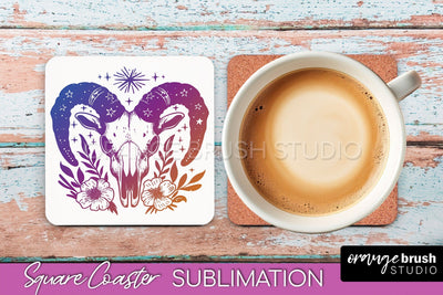 Boho Mystical Square Coaster PNG - Celestial Sublimation Sublimation OrangeBrushStudio 