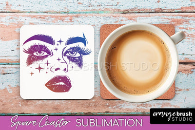 Boho Mystical Square Coaster PNG - Celestial Sublimation Sublimation OrangeBrushStudio 