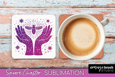 Boho Mystical Square Coaster PNG - Celestial Sublimation Sublimation OrangeBrushStudio 