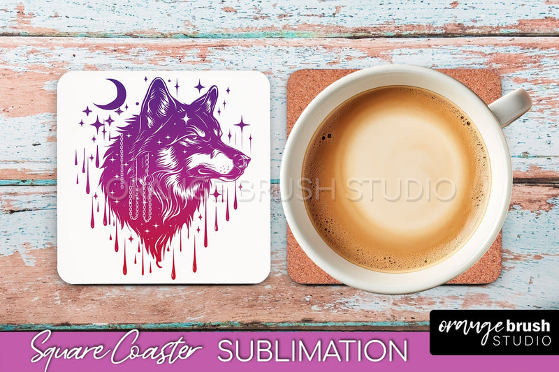 Boho Mystical Square Coaster PNG - Celestial Sublimation Sublimation OrangeBrushStudio 