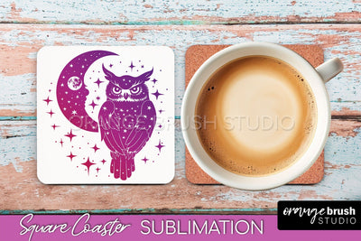 Boho Mystical Square Coaster PNG - Celestial Sublimation Sublimation OrangeBrushStudio 
