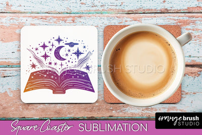 Boho Mystical Square Coaster PNG - Celestial Sublimation Sublimation OrangeBrushStudio 