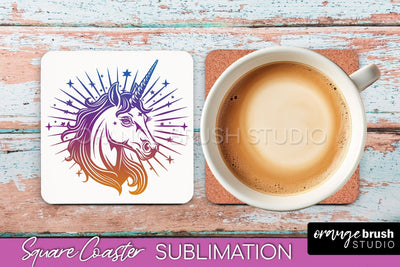 Boho Mystical Square Coaster PNG - Celestial Sublimation Sublimation OrangeBrushStudio 