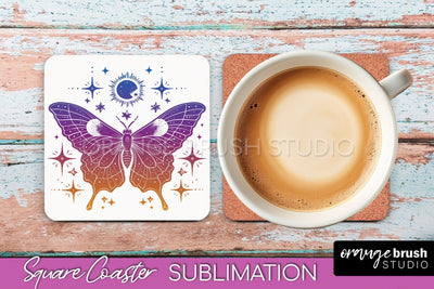 Boho Mystical Square Coaster PNG - Celestial Sublimation Sublimation OrangeBrushStudio 