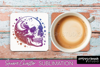 Boho Mystical Square Coaster PNG - Celestial Sublimation Sublimation OrangeBrushStudio 