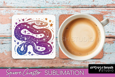Boho Mystical Square Coaster PNG - Celestial Sublimation Sublimation OrangeBrushStudio 
