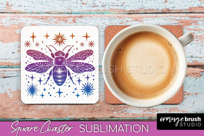 Boho Mystical Square Coaster PNG - Celestial Sublimation Sublimation OrangeBrushStudio 
