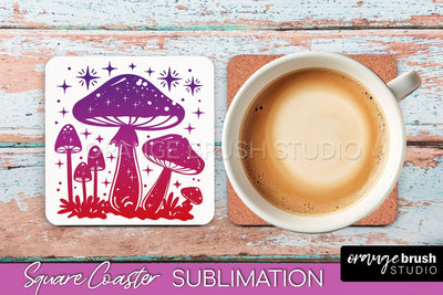 Boho Mystical Square Coaster PNG - Celestial Sublimation Sublimation OrangeBrushStudio 