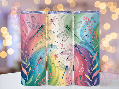 Boho Nature Dragonfly 20oz Tumbler, Dragonflies Wrap, 20oz Sublimation, Nature Design, Insect Art, Boho Style, PNG File Sublimation SvggirlplusArt 