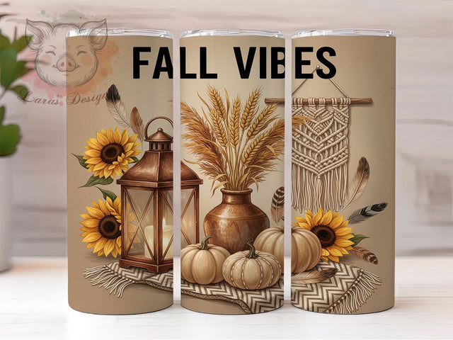 Boho Neutral Autumn Cozy Fall Tumbler, Neutral Autumn, Cozy Vibes, Rustic Wrap, Fall Tumbler, Sublimation Design, 20Oz Cup Sublimation Lara' s Designs 