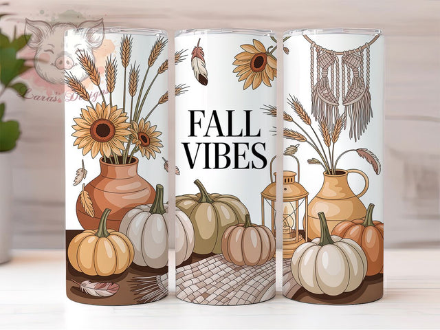 Boho Neutral Autumn Cozy Fall Tumbler, Neutral Autumn, Cozy Vibes, Rustic Wrap, Fall Tumbler, Sublimation Design, 20Oz Cup Sublimation Lara' s Designs 