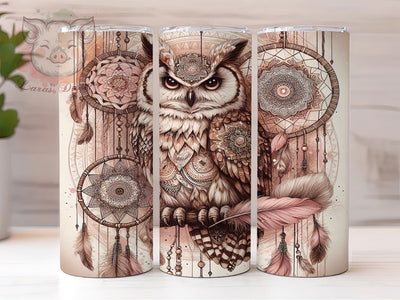 Boho Owl Dreamcatcher Mystic Tumbler Wrap, 20oz Tumbler Sublimation, Mystic Owl Design, Feather Dreamcatcher Art, Spiritual Bohemian Aesthetic, Woodland Owl Gift Sublimation Lara' s Designs 