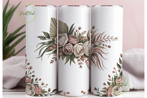 Boho Pampas Grass 20oz Tumbler Wrap Sublimation PixelChick 