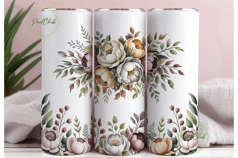 Boho Pampas Grass 20oz Tumbler Wrap Sublimation PixelChick 
