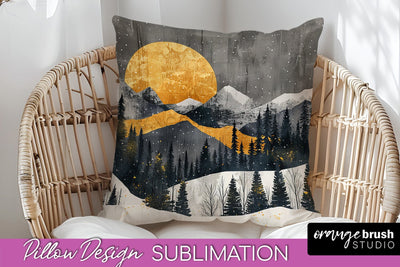 Boho Pillow Cover - Minimalist Landscape Pillow Sublimation Sublimation OrangeBrushStudio 