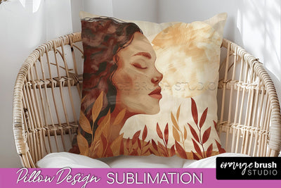 Boho Pillow Cover - Minimalist Landscape Pillow Sublimation Sublimation OrangeBrushStudio 