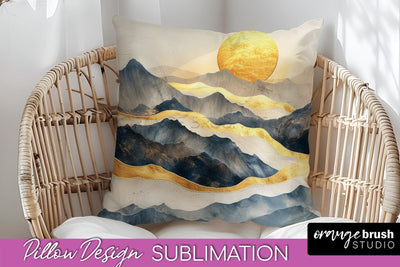 Boho Pillow Cover - Minimalist Landscape Pillow Sublimation Sublimation OrangeBrushStudio 