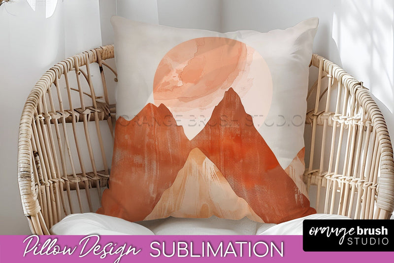 Boho Pillow Cover - Minimalist Landscape Pillow Sublimation Sublimation OrangeBrushStudio 