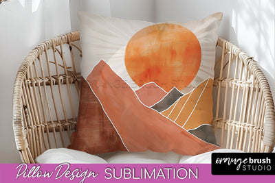 Boho Pillow Cover - Minimalist Landscape Pillow Sublimation Sublimation OrangeBrushStudio 