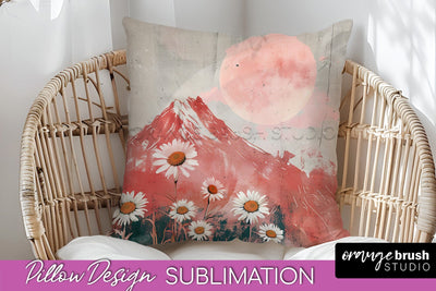 Boho Pillow Cover - Minimalist Landscape Pillow Sublimation Sublimation OrangeBrushStudio 