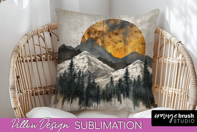 Boho Pillow Cover - Minimalist Landscape Pillow Sublimation Sublimation OrangeBrushStudio 