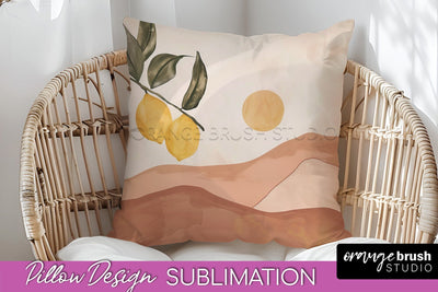 Boho Pillow Cover - Minimalist Landscape Pillow Sublimation Sublimation OrangeBrushStudio 