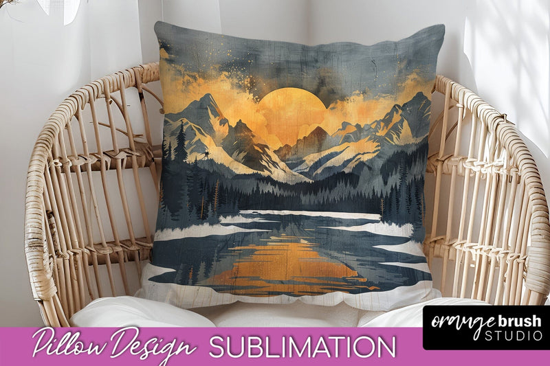 Boho Pillow Cover - Minimalist Landscape Pillow Sublimation Sublimation OrangeBrushStudio 