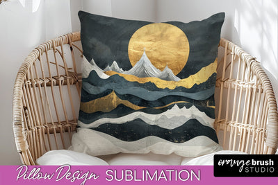 Boho Pillow Cover - Minimalist Landscape Pillow Sublimation Sublimation OrangeBrushStudio 