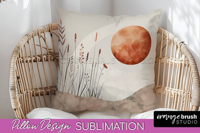 Boho Pillow Cover - Minimalist Landscape Pillow Sublimation Sublimation OrangeBrushStudio 