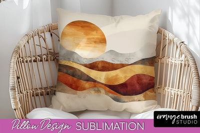 Boho Pillow Cover - Minimalist Landscape Pillow Sublimation Sublimation OrangeBrushStudio 