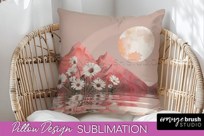 Boho Pillow Cover - Minimalist Landscape Pillow Sublimation Sublimation OrangeBrushStudio 