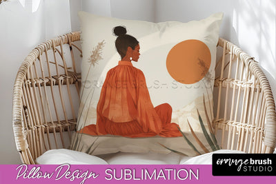 Boho Pillow Cover - Minimalist Landscape Pillow Sublimation Sublimation OrangeBrushStudio 