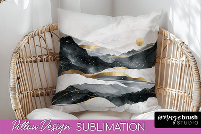 Boho Pillow Cover - Minimalist Landscape Pillow Sublimation Sublimation OrangeBrushStudio 