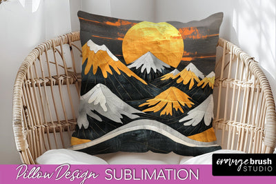 Boho Pillow Cover - Minimalist Landscape Pillow Sublimation Sublimation OrangeBrushStudio 