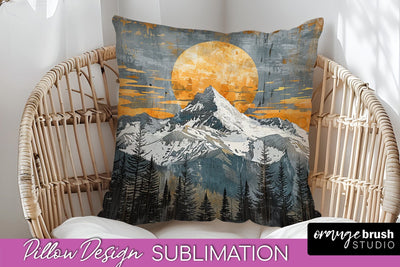 Boho Pillow Cover - Minimalist Landscape Pillow Sublimation Sublimation OrangeBrushStudio 
