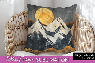 Boho Pillow Cover - Minimalist Landscape Pillow Sublimation Sublimation OrangeBrushStudio 