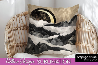 Boho Pillow Cover - Minimalist Landscape Pillow Sublimation Sublimation OrangeBrushStudio 