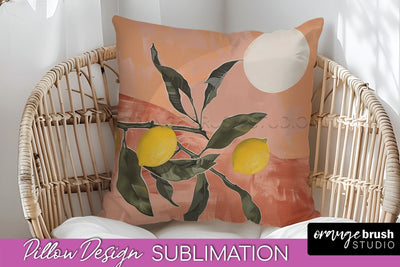 Boho Pillow Cover - Minimalist Landscape Pillow Sublimation Sublimation OrangeBrushStudio 