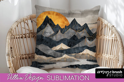Boho Pillow Cover - Minimalist Landscape Pillow Sublimation Sublimation OrangeBrushStudio 