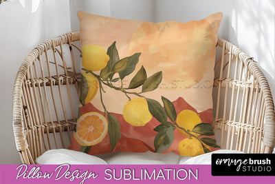 Boho Pillow Cover - Minimalist Landscape Pillow Sublimation Sublimation OrangeBrushStudio 