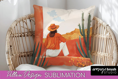 Boho Pillow Cover - Minimalist Landscape Pillow Sublimation Sublimation OrangeBrushStudio 